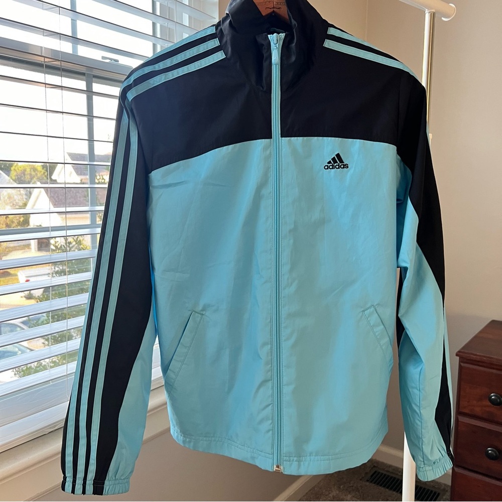 Adidas Rain Jacket Coat Size S Blue Casual Athletic